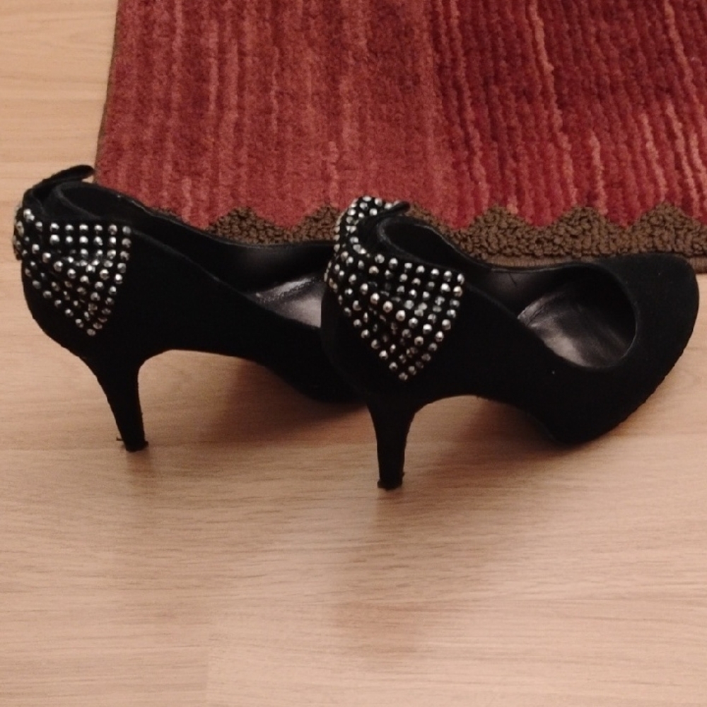 BAMBOO Black Heels with Silver Studs
